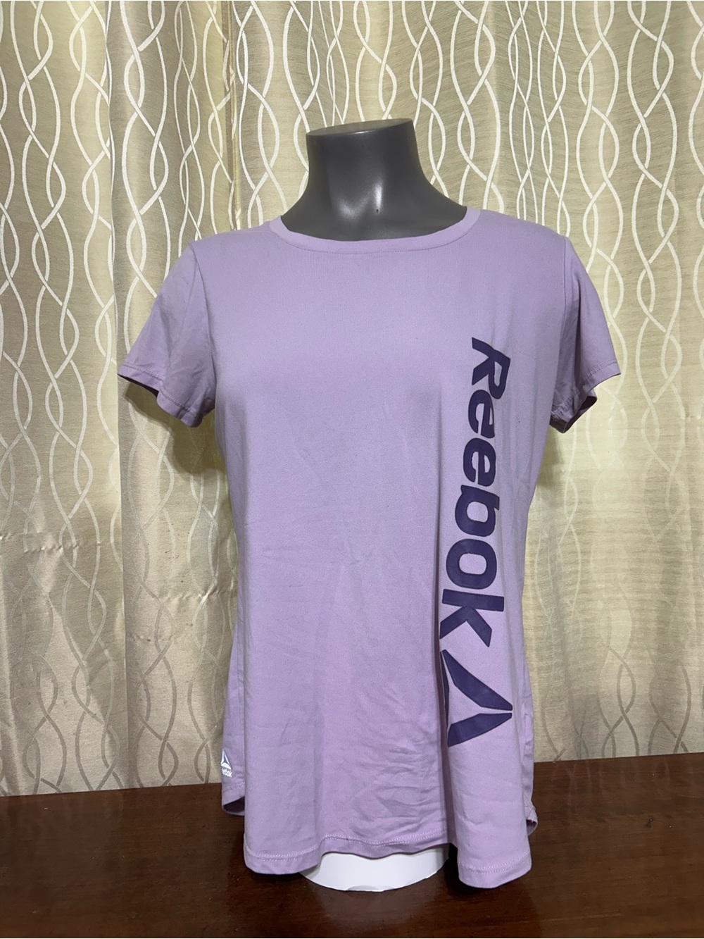Reebok Lavender Short Sleeve Tee with Vertical Logo